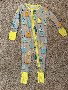 Little Sleepies Grey Monster Mayhem 6-12 Zippy